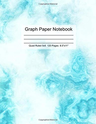 Graph Paper Notebook. Quad Ruled 5x5. 120 pages. 8.5"x11". Blue Marble Cover Design.