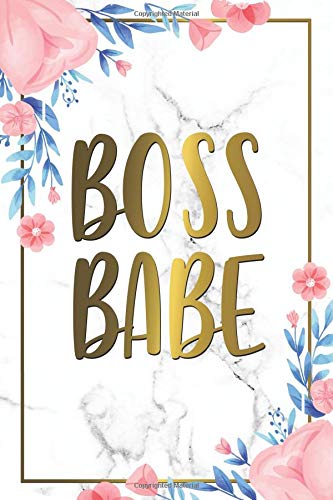 Boss Babe: Marble & Gold Floral Motivational College Ruled Journal. Pretty Girly Medium Lined Notebook for Writing. Notes. Doodling and Tracking