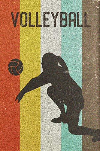 Womens Volleyball Journal: Cool Female Volleyball Player Silhouette Image Retro 70s 80s Vintage Theme 108-page Journal/Notebook/Training Log To Writ