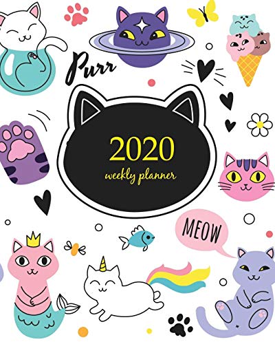 2020 Weekly Planner: Calendar Schedule Organizer Appointment Journal Notebook and Action day With Inspirational Quotes  Funny doodle cats collection