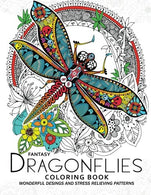 Fantasy Dragonflies Coloring book for Adult: Nice Design of Flower. Floral and Dragonfly in the spring garden