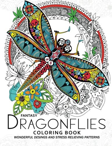 Fantasy Dragonflies Coloring book for Adult: Nice Design of Flower. Floral and Dragonfly in the spring garden