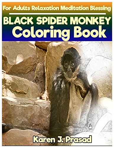 BLACK SPIDER MONKEY Coloring book for Adults Relaxation  Meditation Blessing: Sketches Coloring Book  Grayscale Images